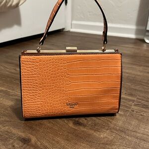 Orange Croc-Embossed Handbag